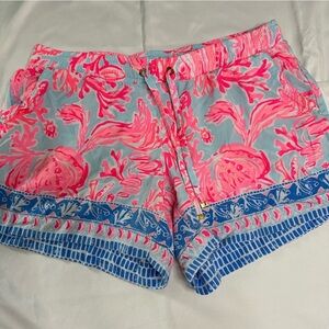 Lilly Pulitzer Katia Shorts Seasalt Blue Pink Shell We Dance Print Size S